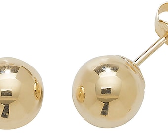 9CT Gold Ball Stud Earrings Mens Single or Pairs 2.5MM 3MM 4MM 5MM 6MM 7MM 8MM