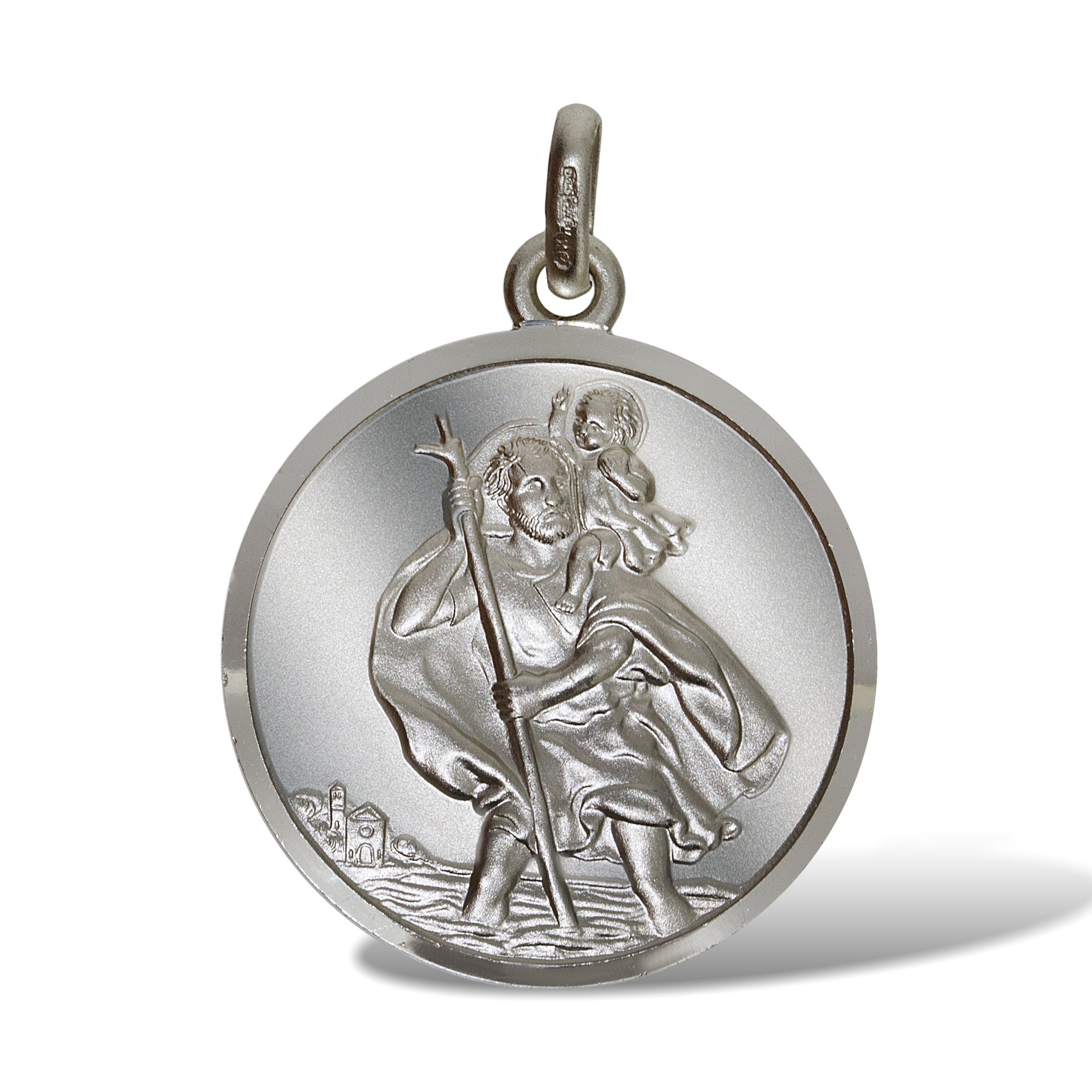 Medaille aimantée Saint Christophe pour voiture, Métal argenté, Ø 3cm |  Articles Religieux Junker