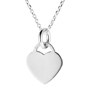Sterling Silver Heart Pendant Free Engraving Heart Shaped Ingot 20x17 mm Free Gift Box Optional 16" 18" 20" 22" 24" D/C Belcher Chain