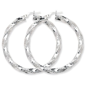 Sterling zilver 5mm ronde diamant geslepen randTwisted tube hoepel oorbellen gift box