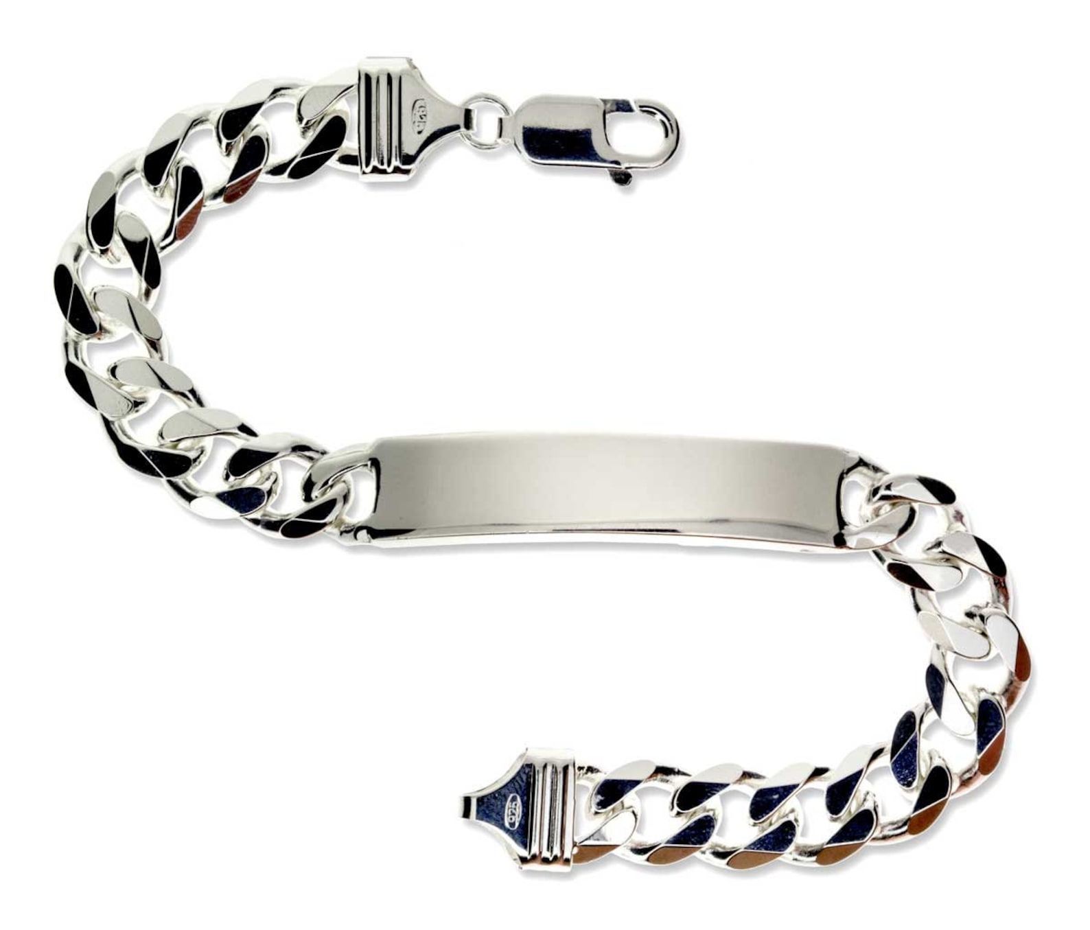Sterling Silver ID Bracelets Free Engraving Solid Curb Figaro Etsy