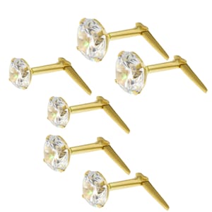 9CT Gold Andralok CZ Studs Earrings White Cubic Zirconia Crystal Ball 3.0MM 3.5MM 5MM