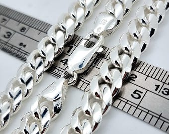 925 Sterling Silver Cuban Bracelet -  9mm SOLID Heavy Miami Cuban Link