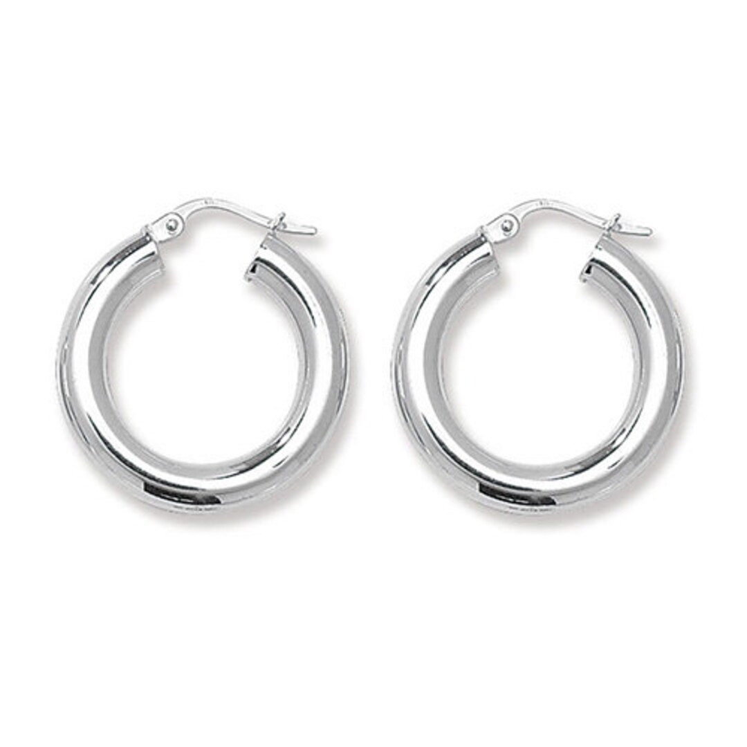 Ohrstecker Silber 925 Set 925 Sterling Silber Creolen – 20 Mm Größe, Hakenverschluss, Made In UK Silber Ohrringe