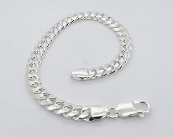 925 Sterling Silver Cuban Bracelet -  7mm SOLID Heavy Miami Cuban Link