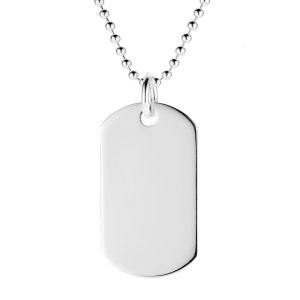 Sterling Silver Dog Tags Free Engraving Large Barrel Charm Pendant Military ID Ingot 35x20 mm Free Gift Box Optional 18 20 22 24 Bead Chain