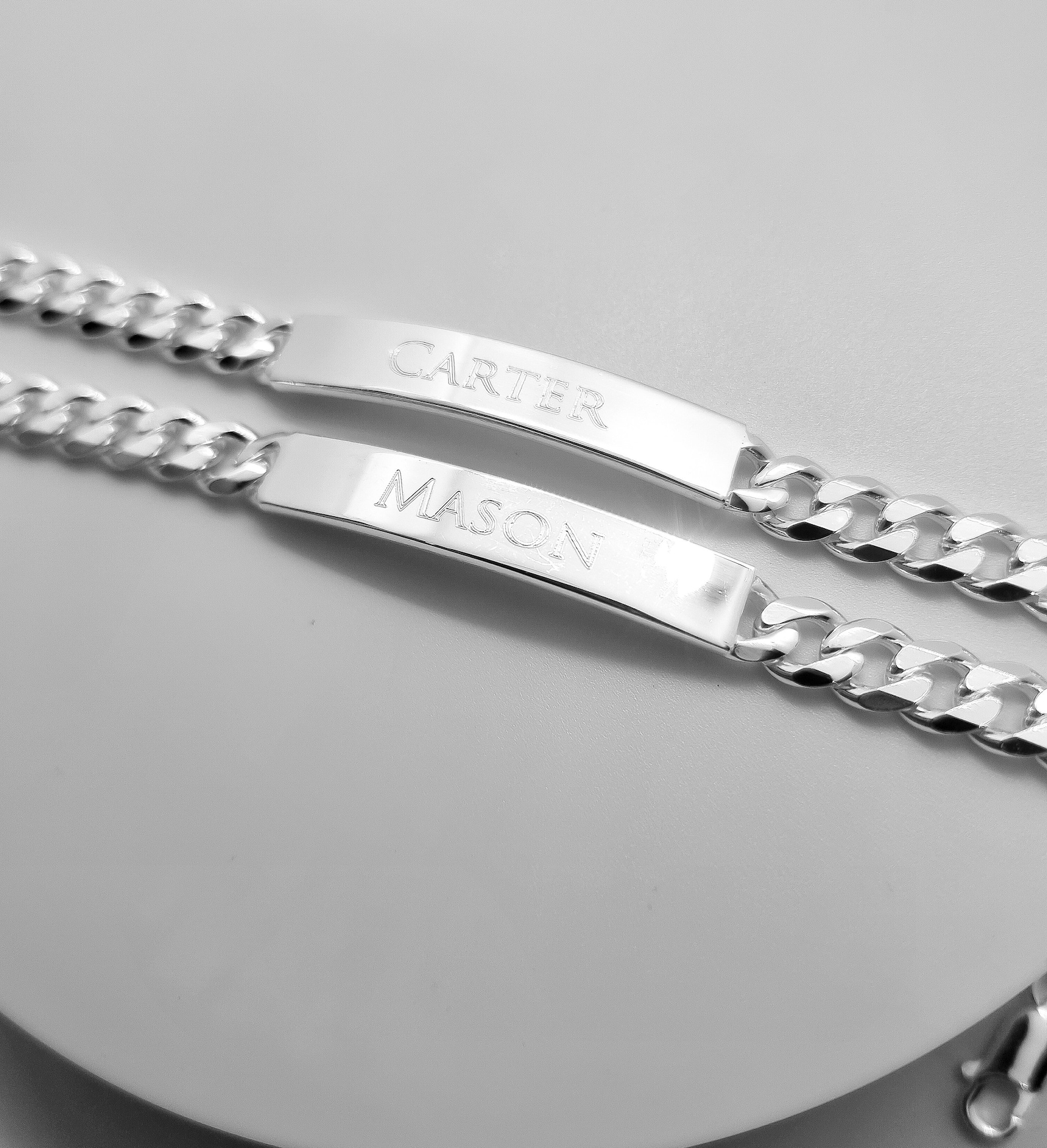Sterling Silver ID Bracelets Free Engraving Solid Curb Figaro Etsy