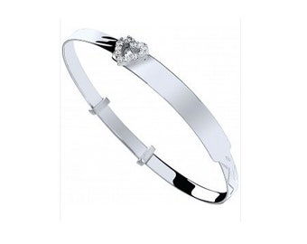 STERLING SILVER CUBIC ZIRCONIA ETERNITY BABY BANGLE CHILDS CHRISTENING BRACELET STERLING SILVER CUBIC ZIRCONIA ETERNITY BABY BANGLE CHILDS CHRISTENING BRACELET
