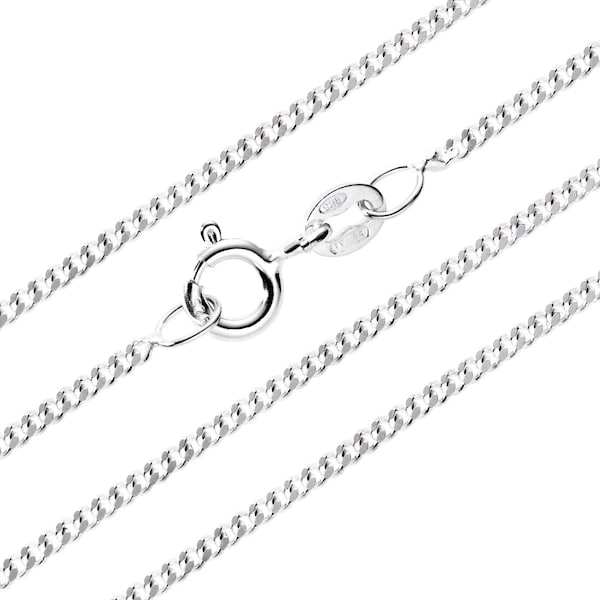 Sterling Silver Fine Curb Chain 1.1mm 16" 18" 20" Pendant Chain Necklace Gift Box