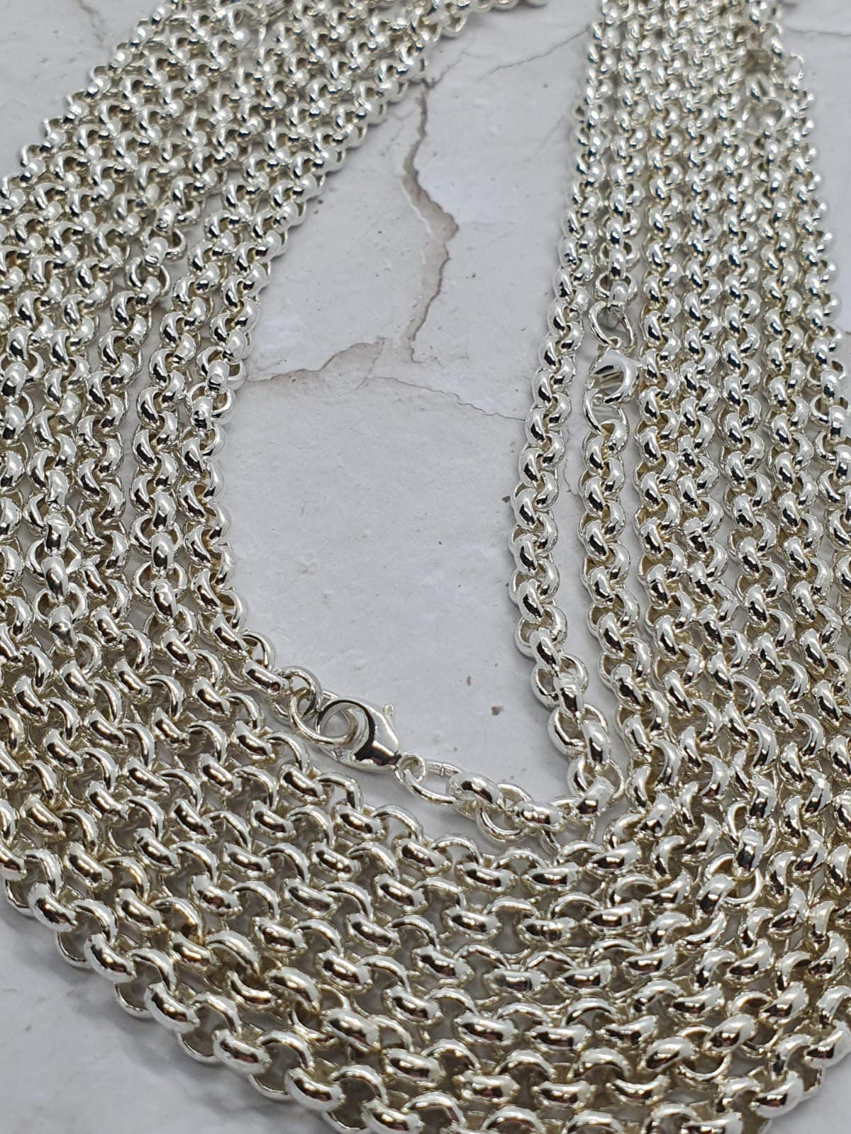 Catena Belcher 4 Mm Lunga 20 22 24 Pollici Collana In Argento - Foto 9