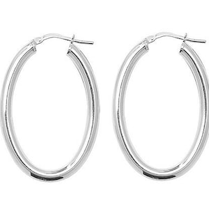 Sterling Silver Hoop Earrings Oval Creoles 3mm Polished Plain Tube Candy Ribbon Sleepers Gift Box