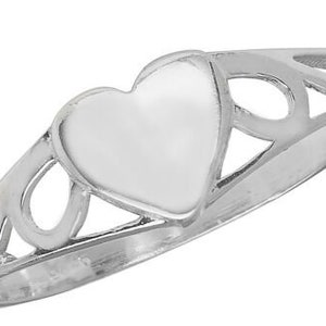 Sterling Silver Baby 6mm Heart Ring Childs Kids Signet Band Free Engraving Gift Box