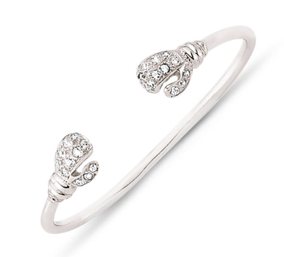 Sterling Silver Baby Bangle Childrens Boxing Glove Cubic Etsy