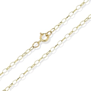 375 9CT Gold Belcher Chain 1.3mm 16&quot; 18&quot; 20&quot; Fine Oval Link Pendant Necklace Gift Box