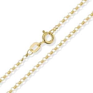 9CT Gold Belcher Chain 16&quot; 18&quot; 20&quot; 22&quot; Round Rolo Trace Link Pendant Necklace Gift Box