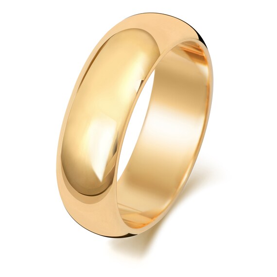 9CT Gold Wedding Ring Yellow 6mm D Shape Ladies Gents Plain Band