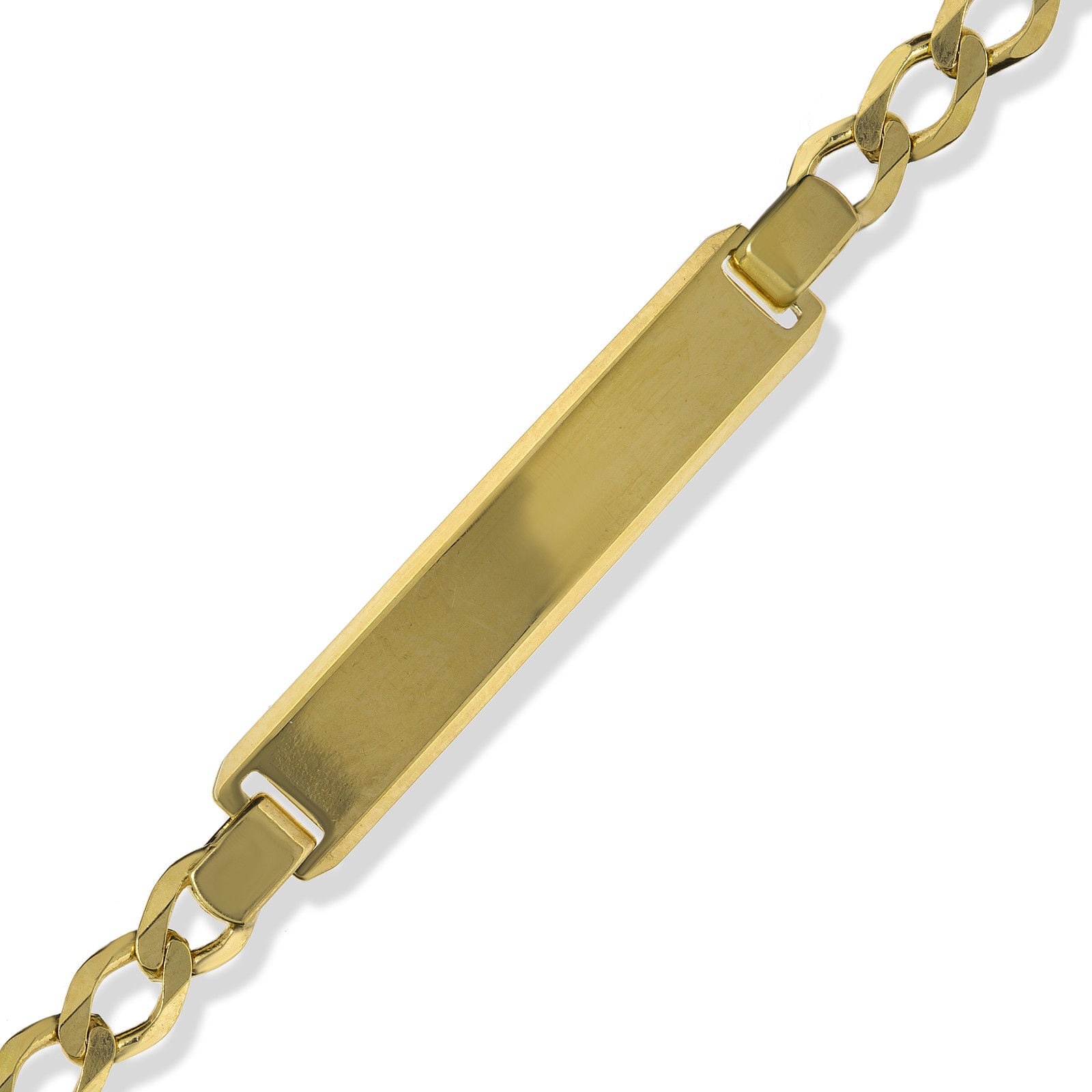 Bracelet Identité En Or Jaune 9 Carats - Maille Alternée, Longueur 15.2 Ou 17.8 Cm, Neuf Avec étiquettes