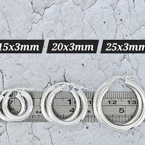 Sterling Silver Hoop Earrings 3mm Round Creole Polished Tube Plain Sleeper Gift Box