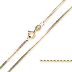 375 9CT Gold Curb Chain 1.2mm 16&quot; 18&quot; 20&quot; Fine Diamond Cut Link Pendant Necklace Gift Boxed