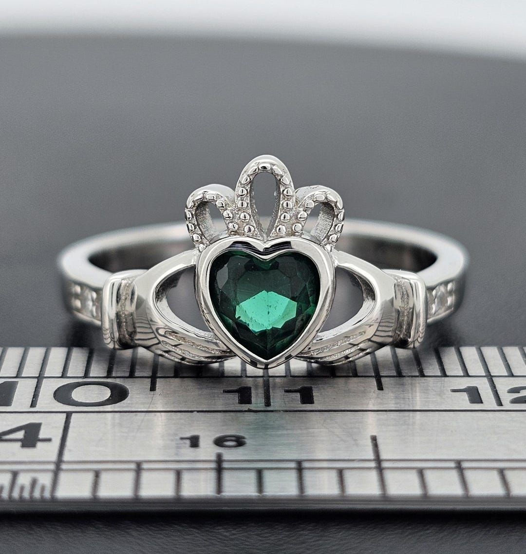 Sterling Silver Claddagh Ring Childs Ladies Gents Green Emerald CZ May ...