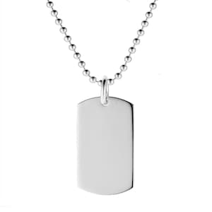 Sterling Silver Engravable Dog Tags Large Barrel Charm Pendant Military ID Ingot 24x15mm Gift Box Optional 18 20 22 24 Bead Chain