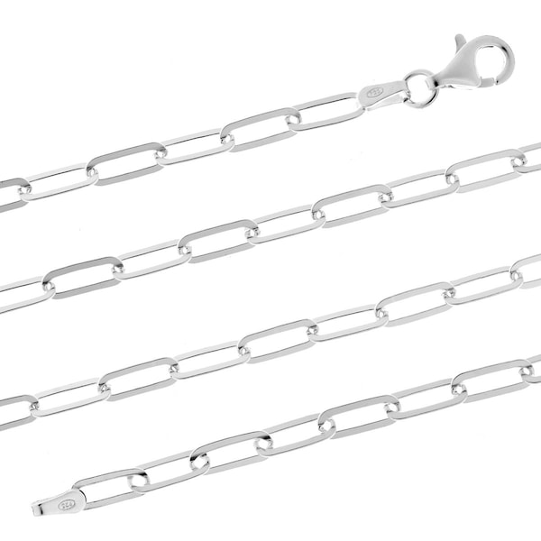 Sterling Silver 3.0mm Paper Clip Chain Necklace Gift Box