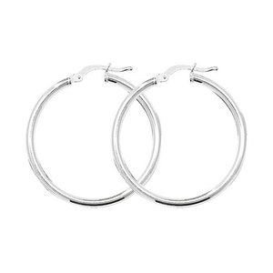 Sterling Silver Hoop Earrings 30x2mm Round Polished Plain Tube Creoles 925 Gift Box