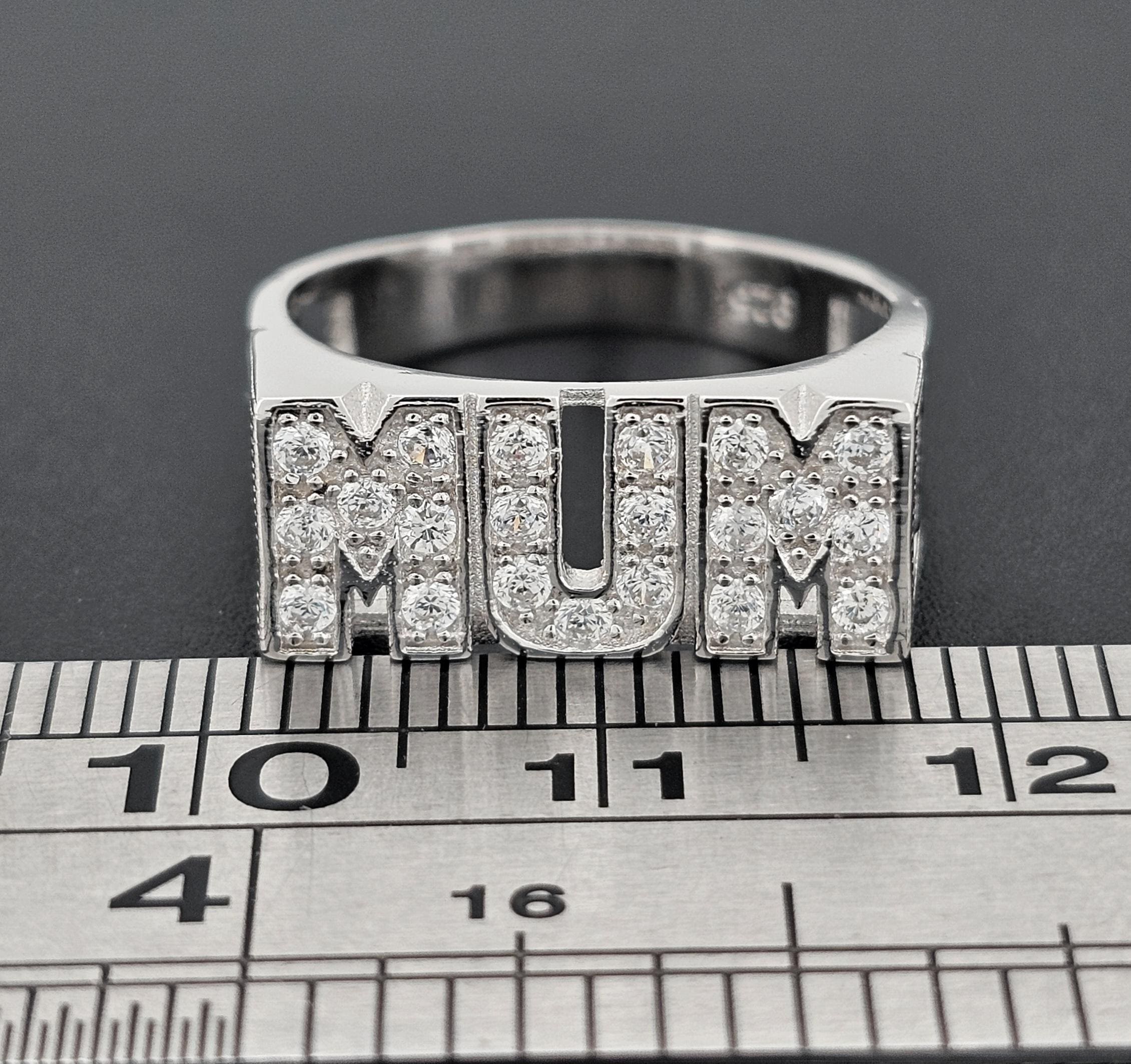 Bague En Argent Massif Avec Zirconiums Noirs Et Blancs - Taille 53