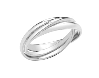 Sterling Silver 2mm Russian Wedding Rings Trinity 3 Ring Bands Free Gift Box