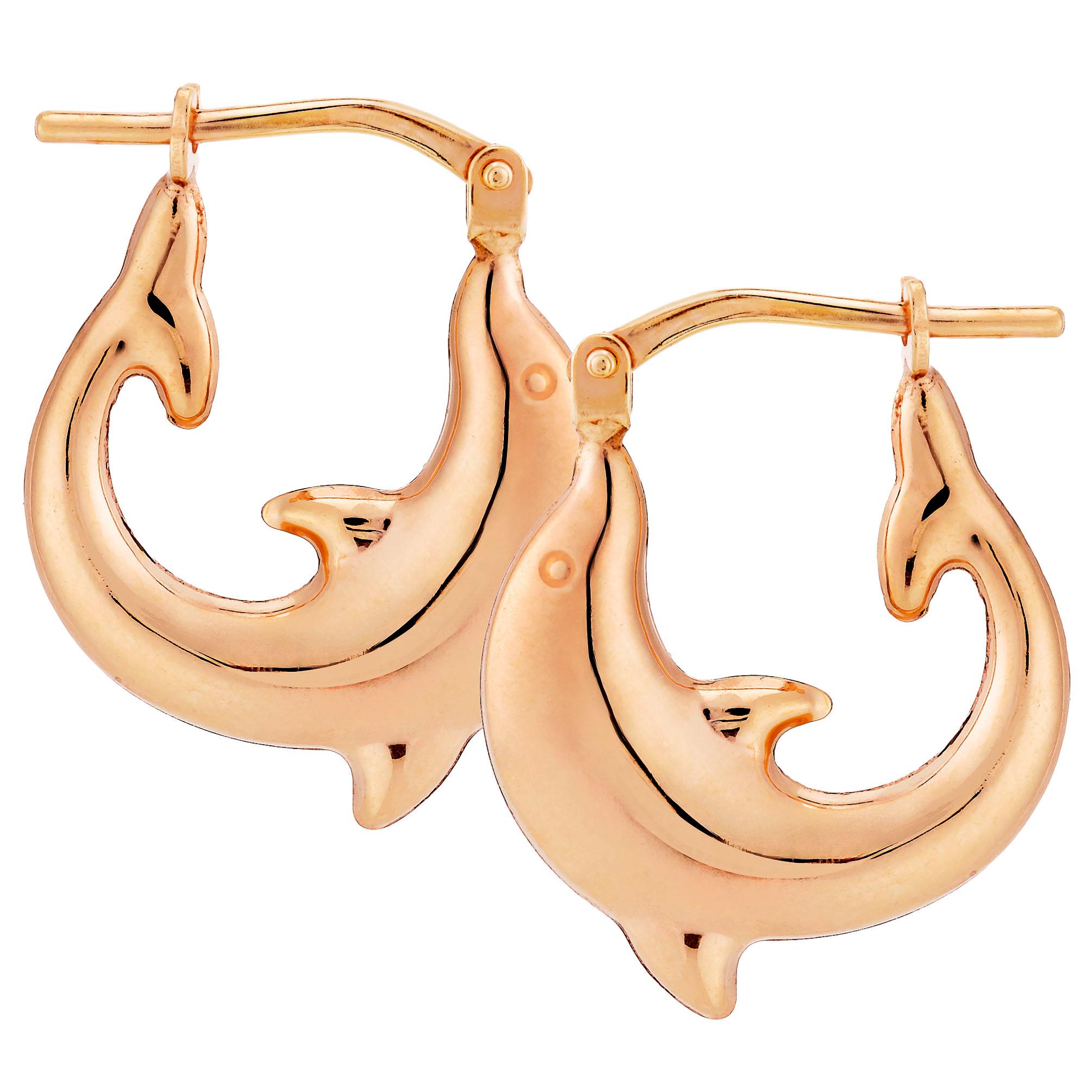 Boucles D'oreilles Créoles DAUPHINS – Plaqué Or 18 Carats – Neuves Sans Emballage