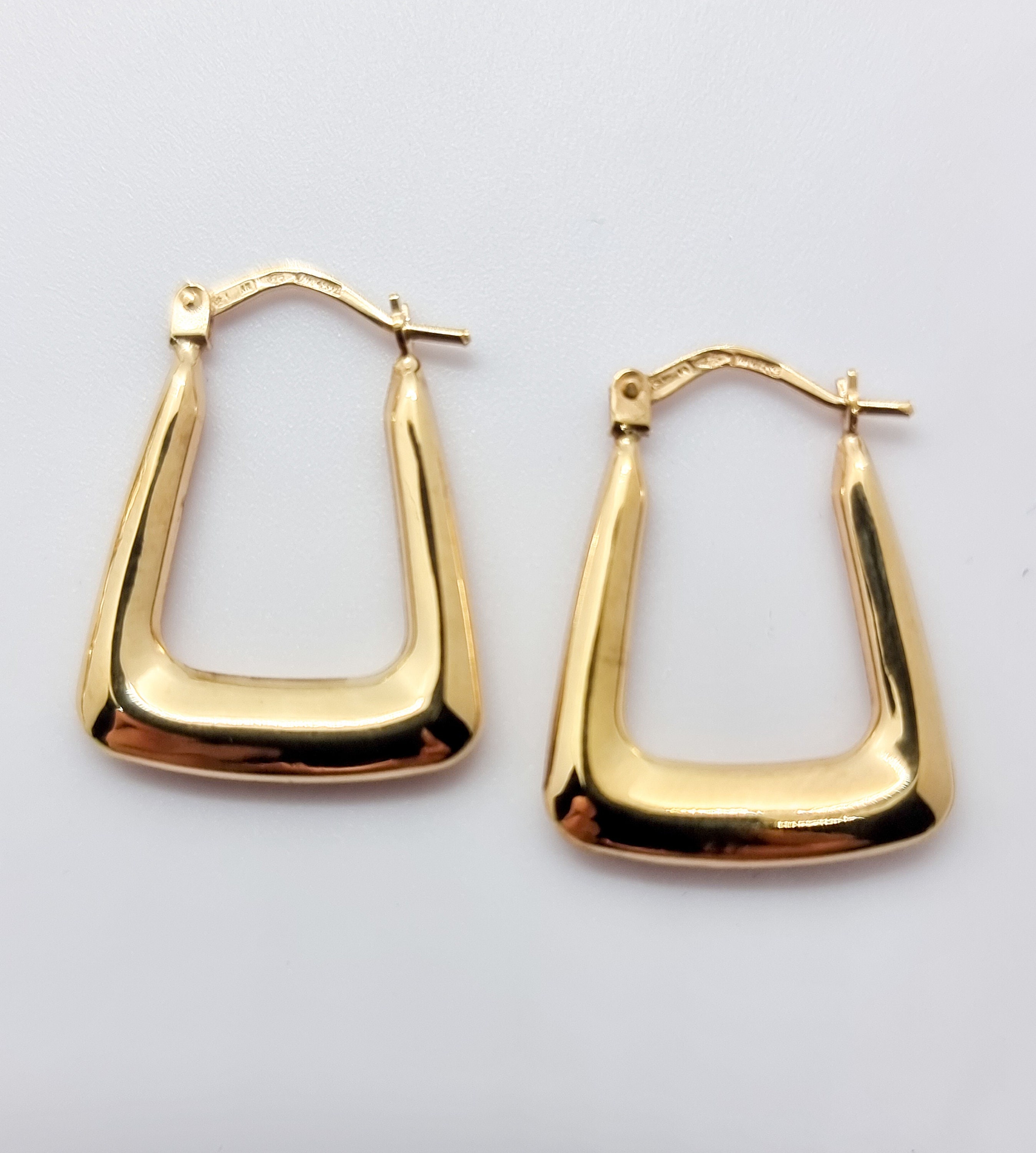 18 Carati Oro - Belle Grandi Creoli Dorati Con Diamanti - Foto 8