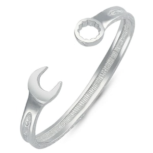 Sterling Silver Torque Bangle Gents Spanner Torq Solid Bracelet Gift Box