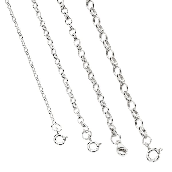 Sterling Silver 16" 18" 20" 22" 24" 30" Round Belcher Link Chain Rolo Necklace Gift Box