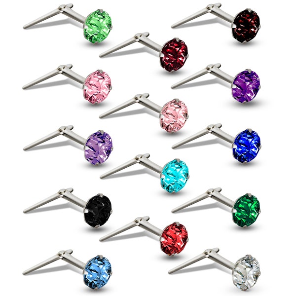 Sterling Silver Andralok Nose Studs 3.5mm Single Earrings Cubic Zirconia CZ Pins