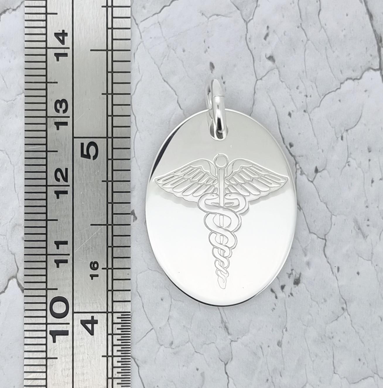 Sterling Silver Medic Alert ICE ID Engraving Option SOS Pendant Ingot ...