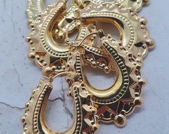 Pendientes Victorianos De Punta Ovalada De 29 Mm En Oro De 9 Quilates Con Tubo Criollo Y Aros Gitanos En Caja De Regalo - México