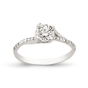 Sterling Silver Ladies CZ Solitaire Engagement Ring Single Cubic Zirconia Wedding Band Gift Box