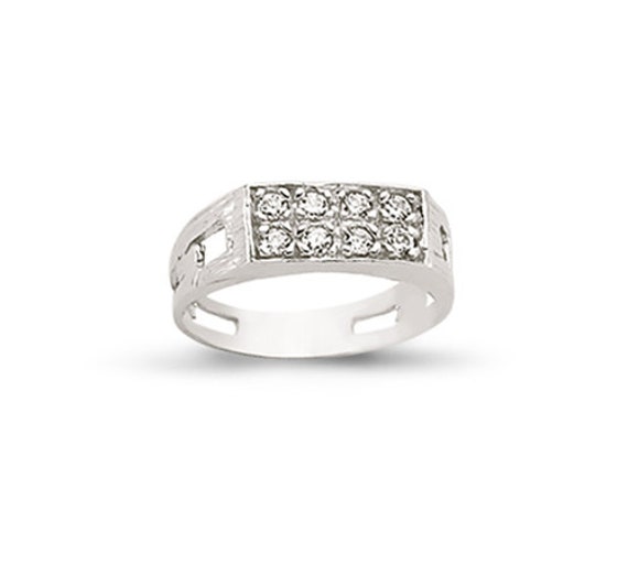Sterling Silver Baby Ring Childs Kids Cubic Zirconia Oblong Signet Band Curb Link Gift Boxed