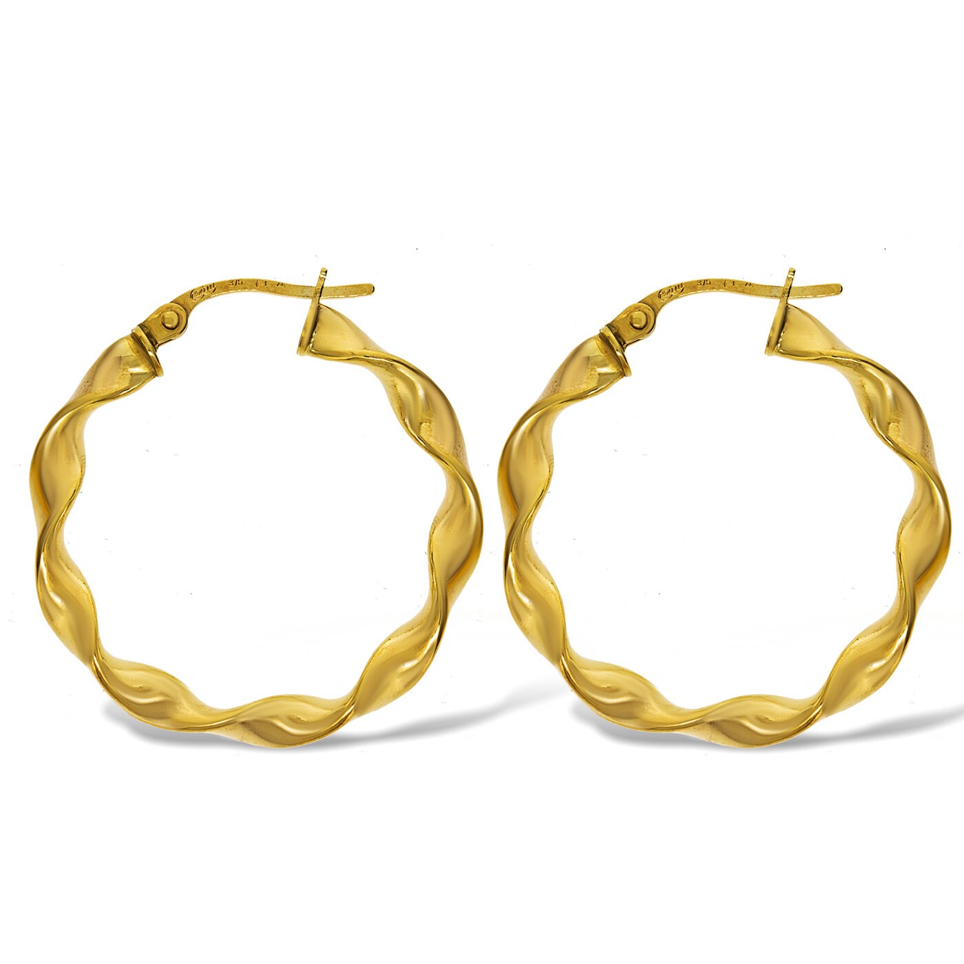 9CT Gold Hoop Earrings Candy Ribbon Twist Tubes Cable Round Etsy