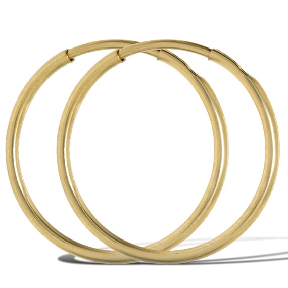 9CT YELLOW GOLD Earrings TWISTED SLEEPERS HOOPS 15mm 0.68g - London