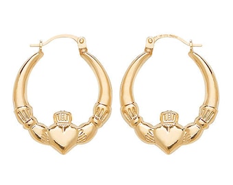 Orecchini a cerchio, in oro 9 carati, con finitura liscia, 3 mm e 25 mm