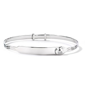 Bracelet jonc bébé en argent sterling avec gravure gratuite, boîte cadeau canard, bracelet de baptême pour enfant