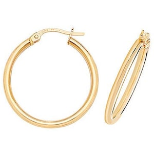 9 kt gouden ringoorbellen 1,5 mm ronde gepolijste effen buis creoolse dwarsligger geschenkdoos