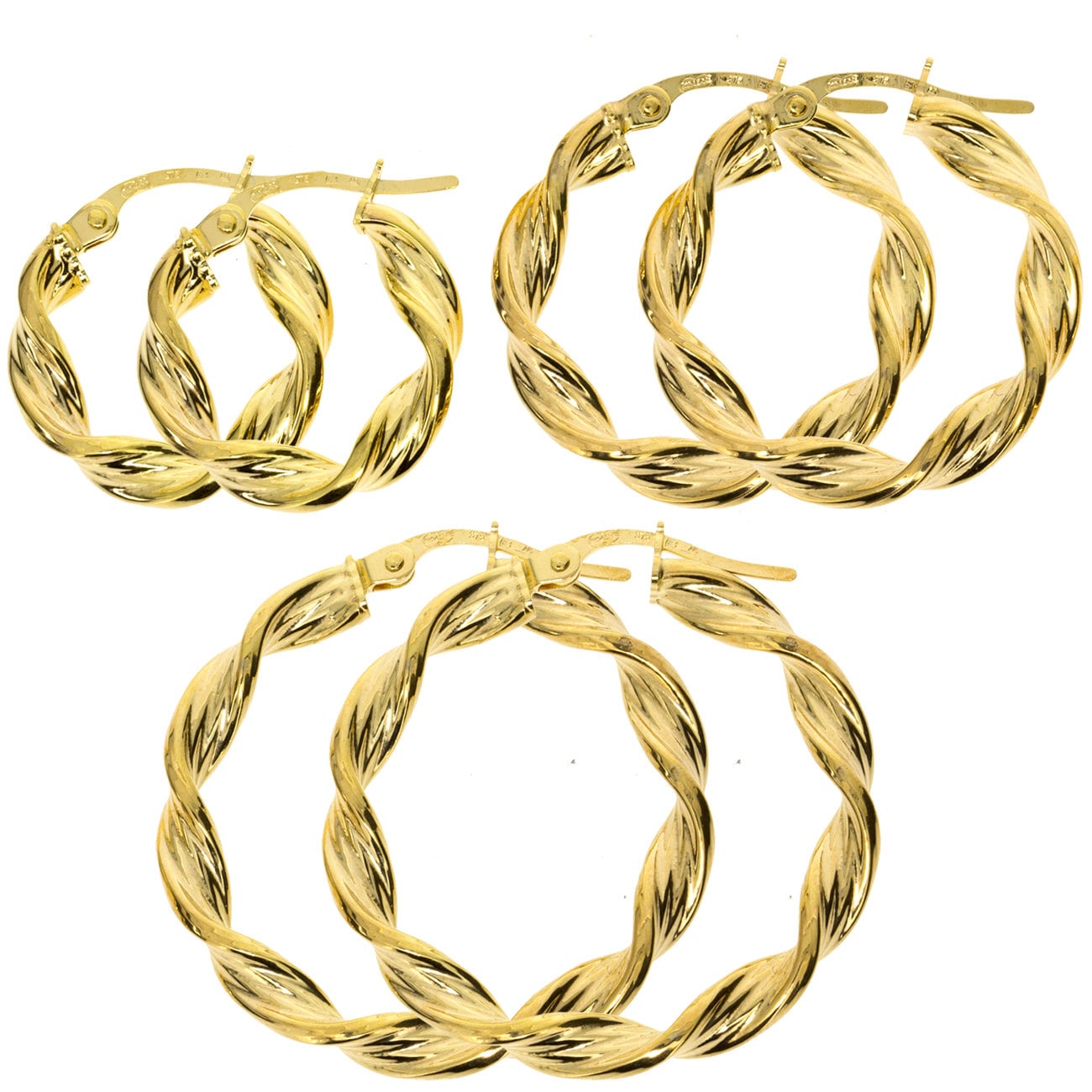 Orecchini A Cerchio Oro 9 Carati - Finitura Liscia, 3 Mm E 15 Mm, 375 - 3