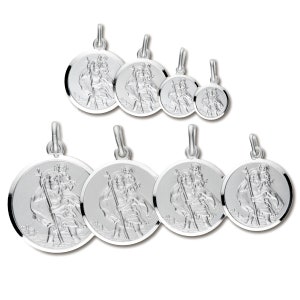 Sterling Silver St Christopher Round Pendants Satin Finish Plain Back Engraving Option Free Gift  Box