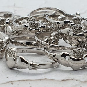 Sterling Silver Claddagh Ring Maidens Ladies Gents Cladda Heart Hands ...