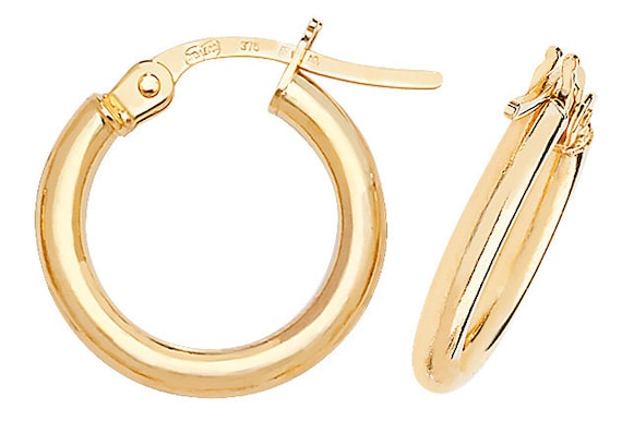 Cerchi Sottili Oro Bianco Orecchini A Cerchio Dormienti In Oro Bianco 9 Carati - Diametro 10mm O 20mm, Senza Pietre, UK Made Orecchini Hoop Threader Oro Bianco