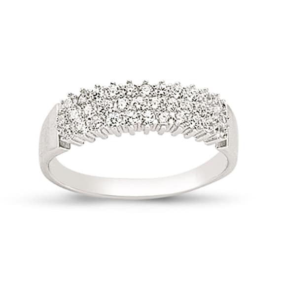 Sterling Silver CZ Half Eternity Ring Ladies 925 Cubic Zirconia Wedding Band Gift Box Etsy Canada