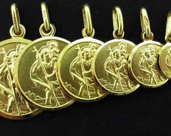 9CT Gold Saint Christopher Free Engraving St Chris Pendant Ingot Tag Charm Medal Free Gift Box