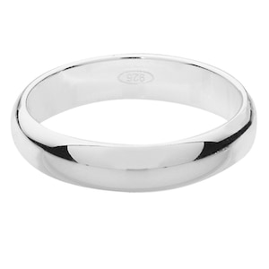 Sterling Silver Wedding Rings Free Engraving 4mm D Shape Ladies Gents Court Bands Free Jewellery Gift Box